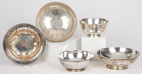 Five sterling bowls
