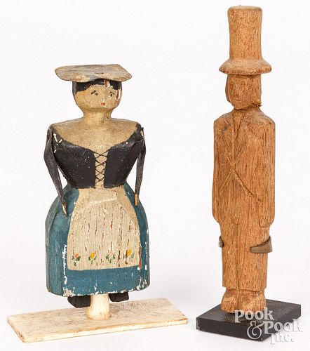 Two carved figures, 19th c.