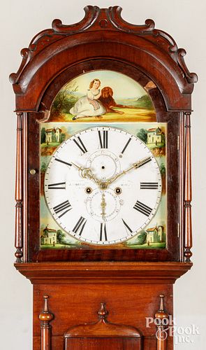 English mahogany tall case clock, ca. 1830