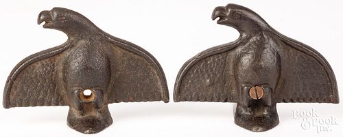 Pair of cast iron spread wing eagle book ends