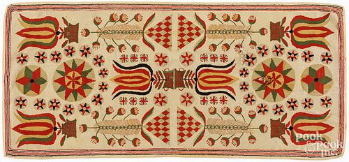 Hooked rug with tulips, early/mid 20th c.