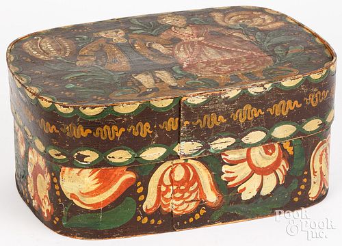 Painted pine bride's box, late 19th c.