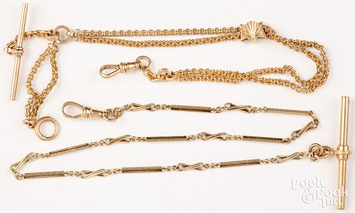 Two 14K gold watch chains