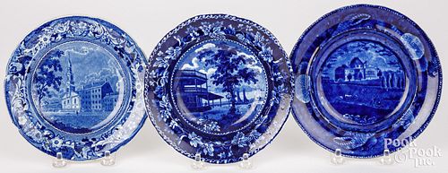 Two Historical Blue Staffordshire plates and bowl