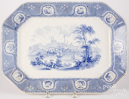 Historical Light Blue Staffordshire platter