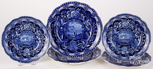 Two Historical Blue Staffordshire soup bowls, etc.