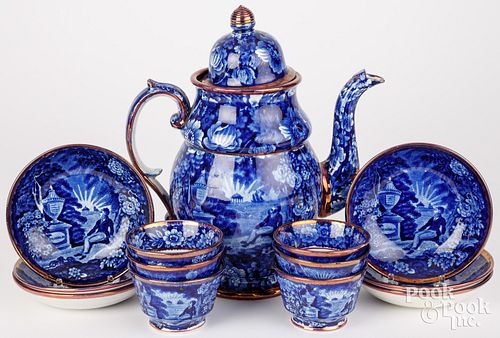 Historical Blue Staffordshire cups and saucers