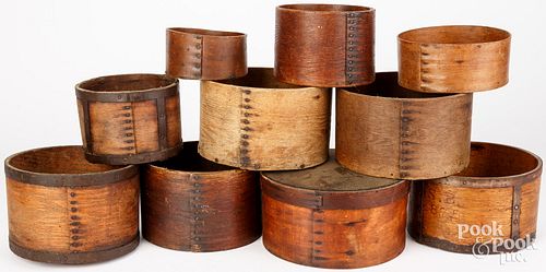 Ten bentwood pantry boxes, late 19th c.