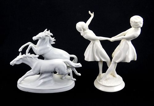 2 European porcelain figurines