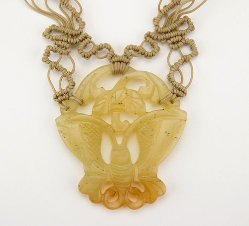 Simone Samuels macramé and jade necklace