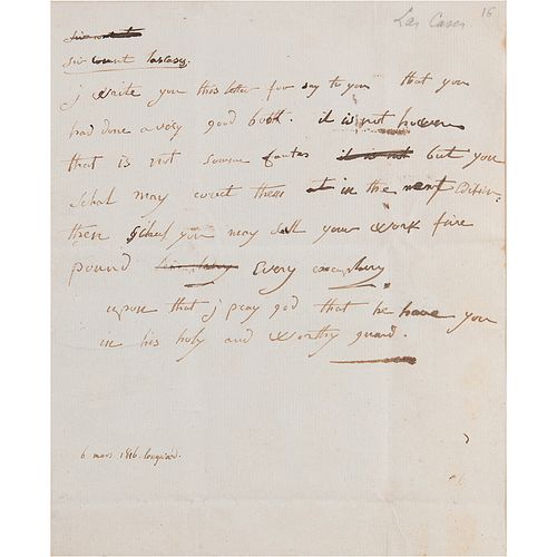 Napoleon Rare Handwritten Letter in English to Emmanuel, comte de Las Cases (One of Three Known)