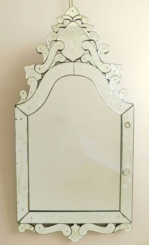 Venetian etched glass mirror