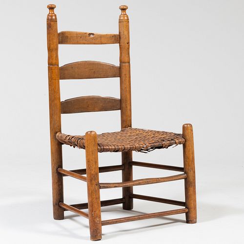 Small Oak and Caned Ladder Back Side Chair