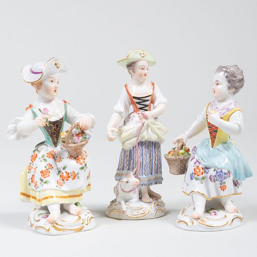 Three Meissen Figures of Girls