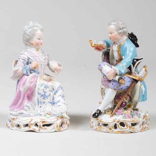 Meissen Porcelain Seated Couple in Pursuits