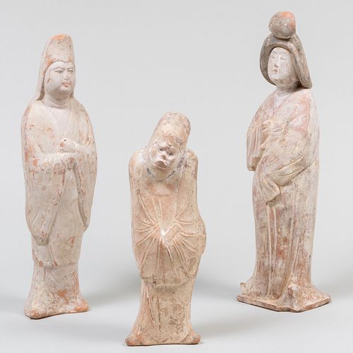Three Chinese Pottery Tomb Figures 