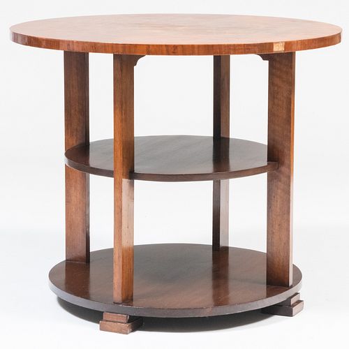Modern Black Walnut Three-Tier Side Table 