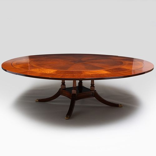 Regency Style Inlaid Mahogany Extending Dining Table