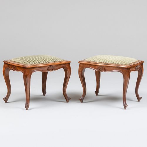 Pair of Louis XV Style Beechwood Tabourets