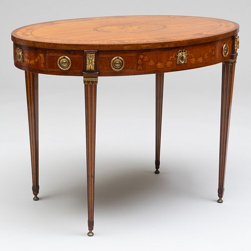 Continental Ormolu-Mounted Satinwood Marquetry Table, German or Dutch
