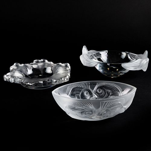 Group of Three Lalique Glass Wares
