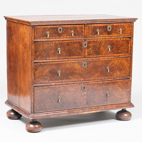 George I Inlaid Walnut and Penwork Chest of Drawers