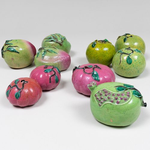 Group of Ten Chinese Export Porcelain Models of Fruit