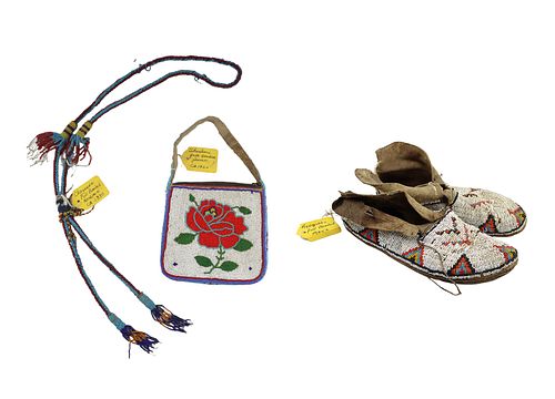 Group of 3 Northern Plains, Cheyenne, and Plateau/Shoshone Beadwork Items c. 1890-1930s (DW90256C-1023-025)