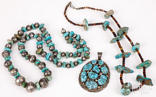 Two Navajo Indian turquoise necklaces