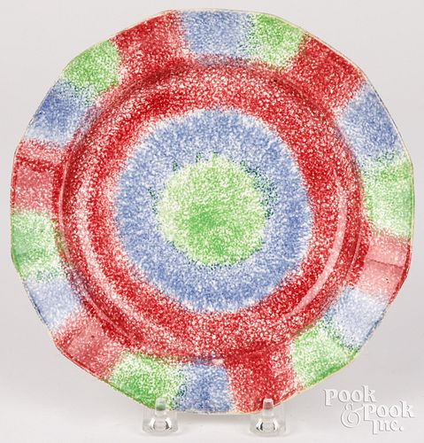 Rainbow spatter plate, 19th c.