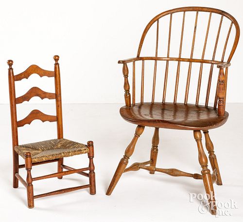 Sackback Windsor armchair, child's chair