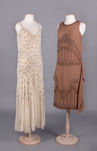 TWO BEADED EVENING DRESSES, MID-LATE 1920s