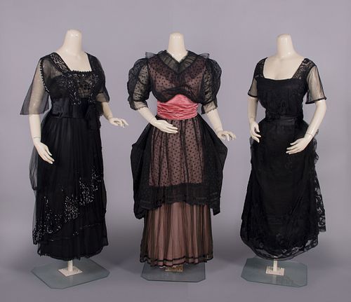 THREE BEADED & EMBROIDERED EVENING DRESSES, c. 1912-1917