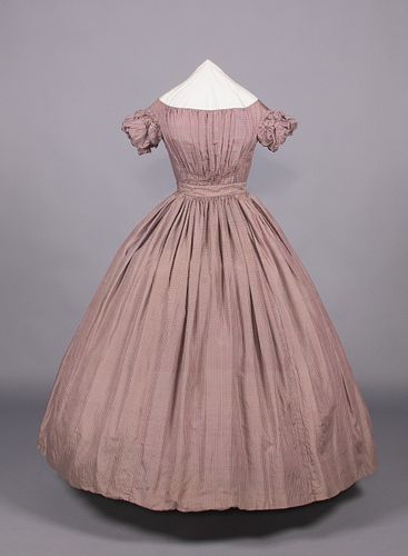 SILK TATTERSALL CHECK AFTERNOON DRESS, c. 1850