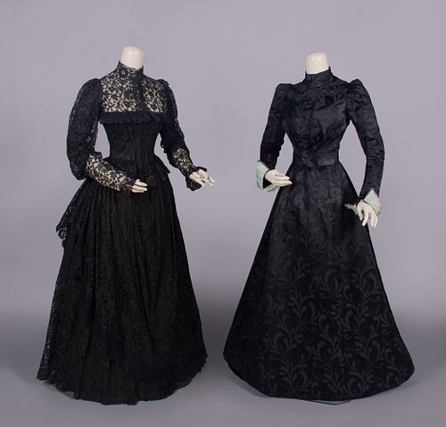 TWO SILK AFTERNOON DRESSES, LONDON, EARLY 1890s
