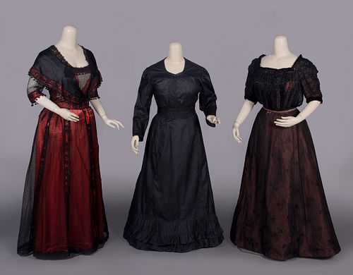 TWO EVENING DRESSES & ONE WORK DRESS, 1900-1905