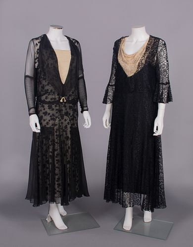 TWO SILK OR LACE DRESSES, EARLY 1920s
