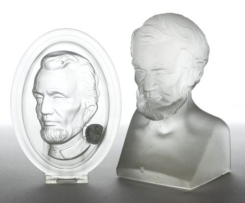 ASSORTED HISTORICAL ABRAHAM LINCOLN PAPERWEIGHTS, LOT OF TWO