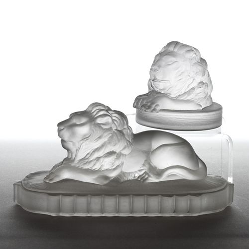 GILLINDER LION CENTENNIAL PAPERWEIGHTS, LOT OF TWO