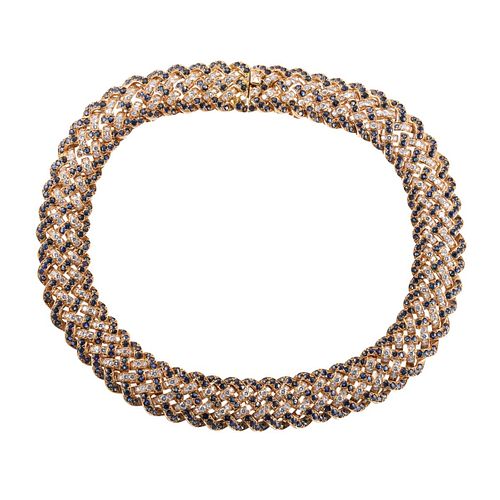 Mauboussin Paris 18k Gold 17ctw Diamond Sapphire Necklace