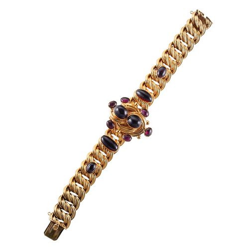 Antique Victorian 14k Gold Rhodolite Garnet Bracelet
