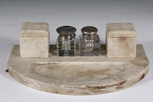 MARBLE WRITING STAND PLUS (2) INK BOTTLES