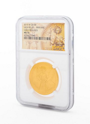 US 2015-W $100 High Relief, MS70 NGC Early Release