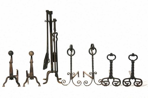 (4 PCS) WROUGHT IRON FIREPLACE ACCESSORIES