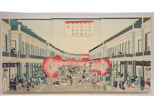 RARE JAPANESE TRIPTYCH WOODBLOCK