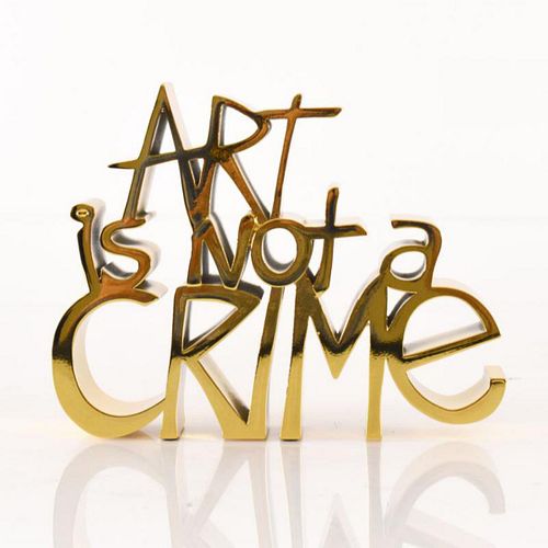 Mr. Brainwash, "Art Is Not a Crime (Gold)" Limited Edition Resin Sculpture, Numbered and Hand Signed with Certificate of Authenticity.