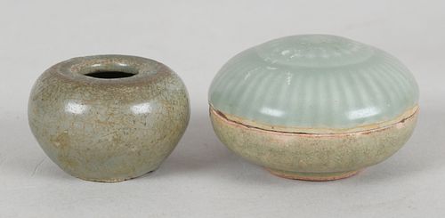 Two Small Pieces of Korean Celadon Pottery