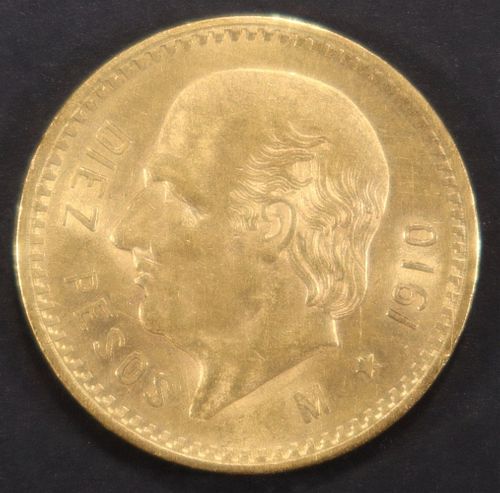 1910 MEXICO 10 PESO GOLD