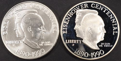 1990-W, P EISENHOWER CENTENNIAL $1 SILV COMM COINS