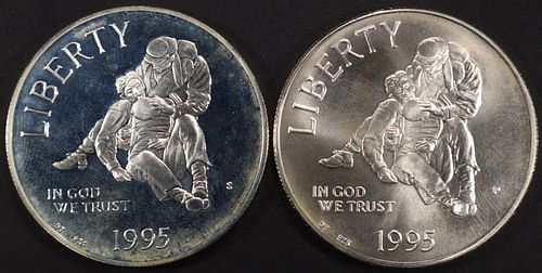 1995-P, S CIVIL WAR $1 SILVER COMM COINS